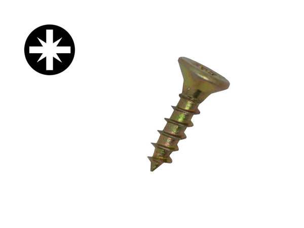 3mm x 12mm Double Countersunk Pozi Chipboard Screws - Zinc Yellow Plated