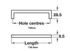 D Handle Length 136.5mm (Hole Centres 128mm) Matt Chrome