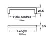 Large D-Handle Length 200.5mm - Matt Chrome