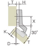 Tutti Cabinet Hinge Soft Close 30 Deg° 105° Pair