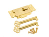 Cupboard Door Lock - 63mm Width - Brass with 2 Keys