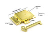 Cupboard Door Lock - 63mm Width - Brass with 2 Keys