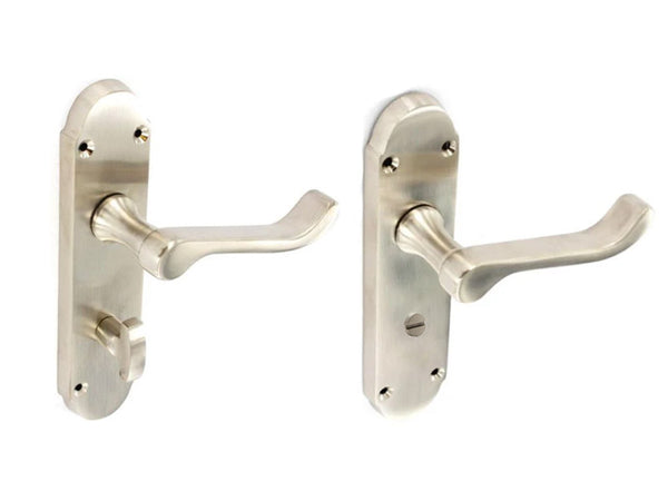 Securit Scroll Lever Lock Handle With Shaped Backplate - B/Nickel Plated