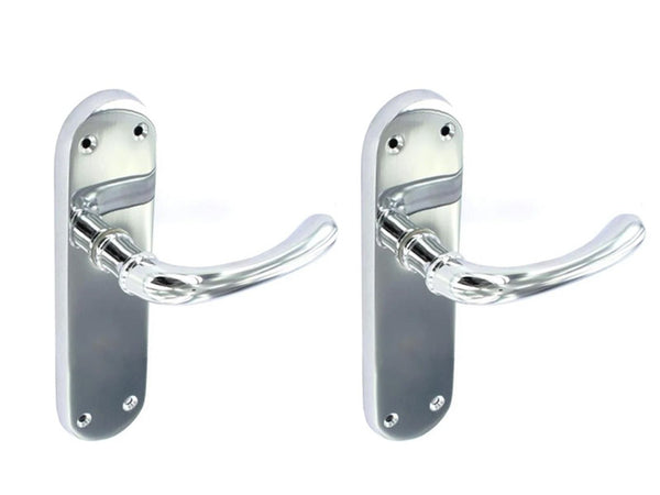 Securit Lever Latch Door Handle With Backplate - Chrome Plated