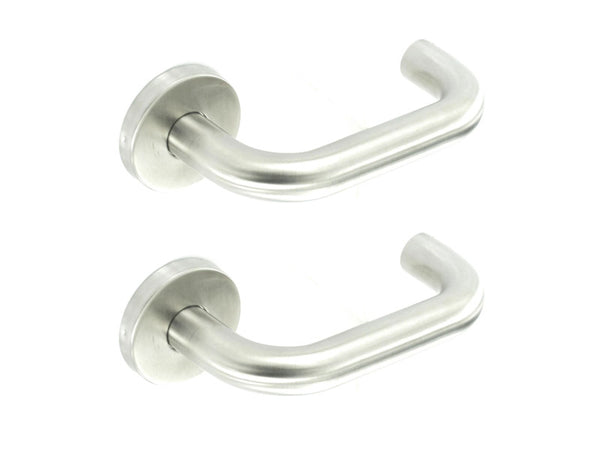 Securit Safety Bar Style Door Latch Handle With Rose - Satin Stainless Steel