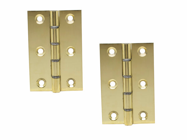 Washered Brass Butt Hinge H75 x W50 x T1.5mm Polished