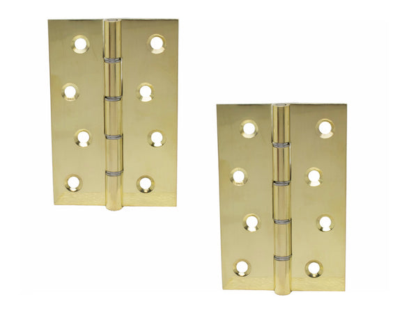 Washered Brass Butt Hinge H100 x W65 x T1.5mm Polished Plated