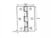 Butt Hinge H75 x W50 x T1.5mm Satin Stainless Steel