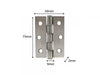 Washered Butt Hinge H75 x W50 x T2mm - Polished S/Steel