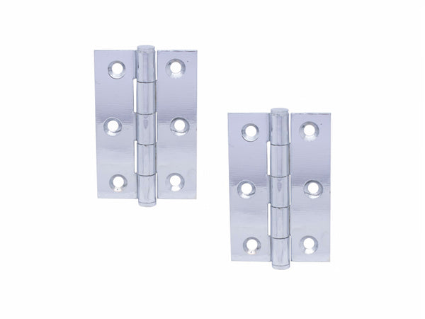 Button Tip Butt Hinge H75 x W50 x T2mm Polished Chrome Plated Steel