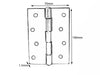 Butt Hinge H100 x W70 x T1.5mm Zinc Plated Steel