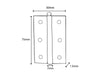 Loose Pin Butt Hinge H75 x W50 x T1.5mm Chrome Plated Steel