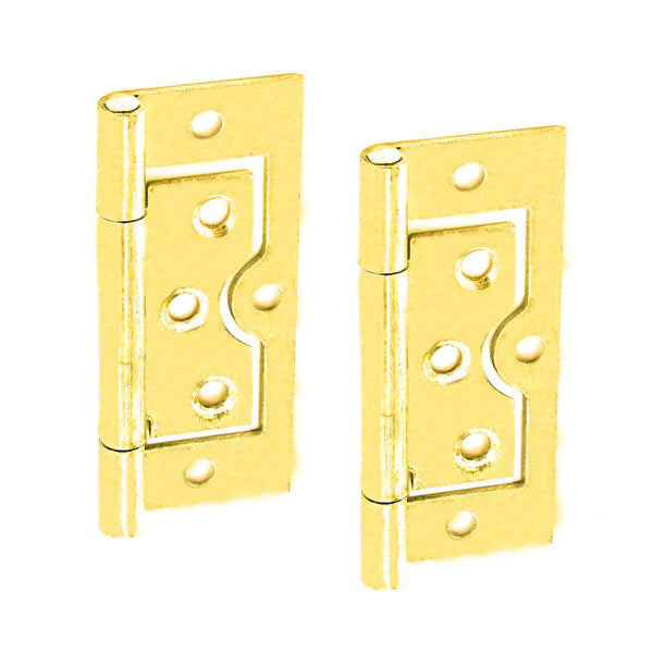 Steel Flush Hinge H75 x W33 x T1mm Brass Plated | Eurofit Direct