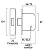 5 Lever Mortice Sash Brass Lock - Length 134mm