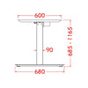 Height Adjustable Desk Frame 685-1165mm White Crank