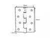 Butt Hinge H100 x W70 x T1.5mm Brass Plated Steel